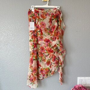 Misa Los Angeles Asymmetrical Floral Skirt - Red and Green